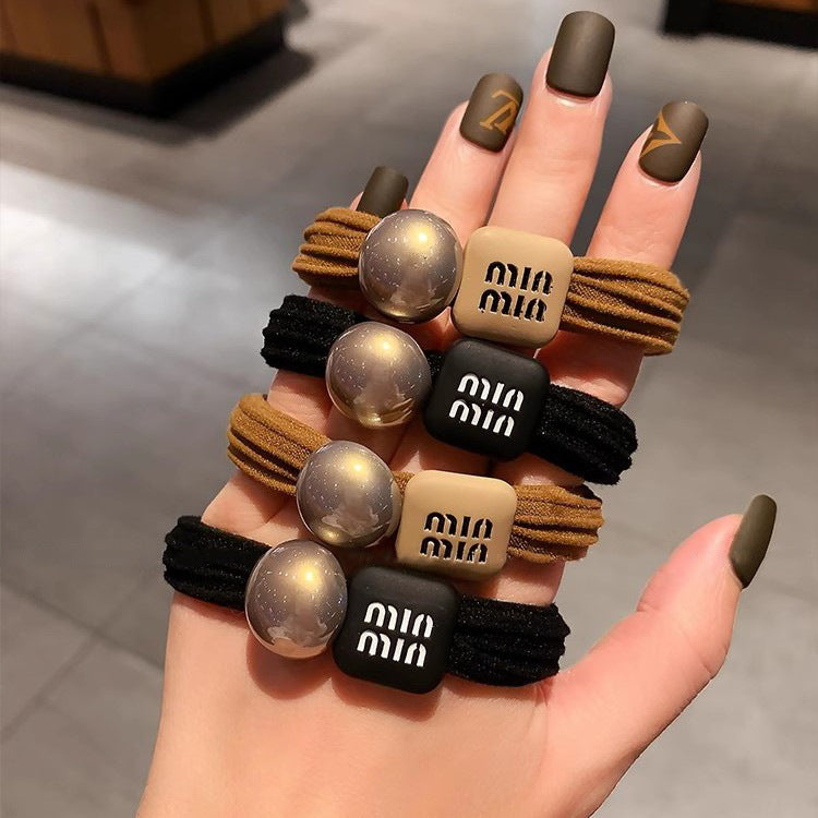 【小物】2色英字柄シュシュヘアゴムF7600