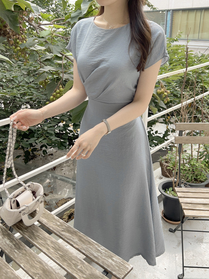 【dress】ラウンドネックギャザーデートワンピースG21971