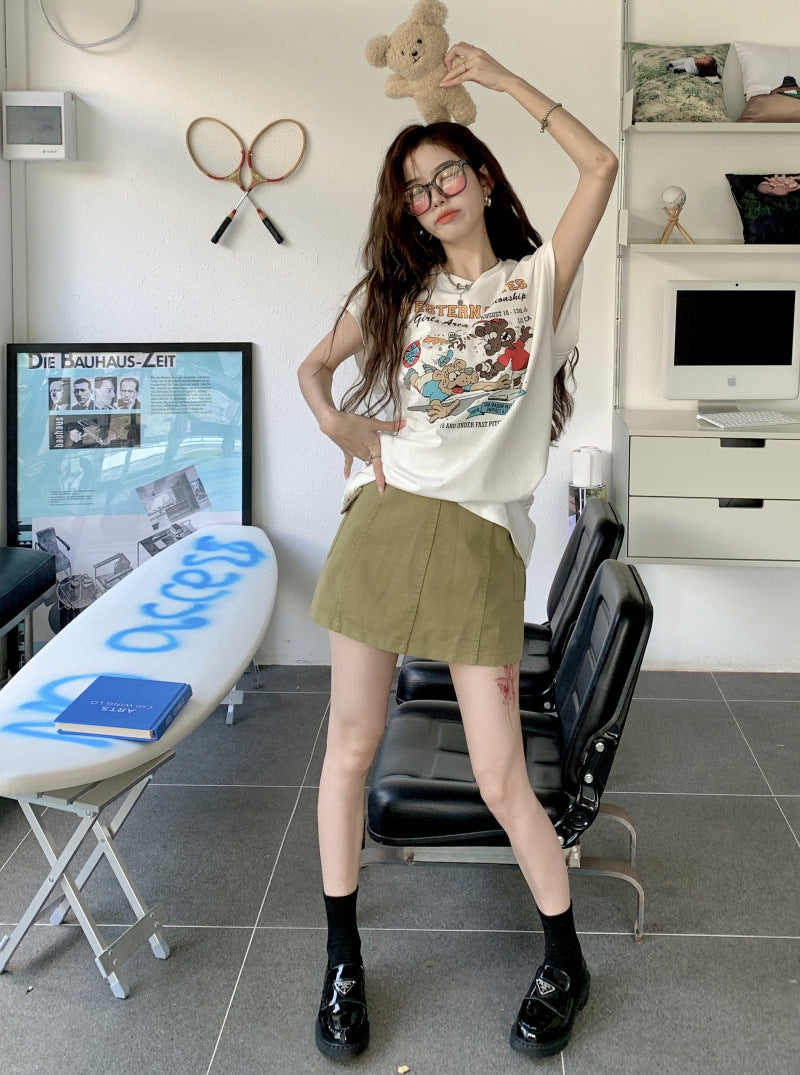 【tops】ノースリーブキャラクターTシャツF7910