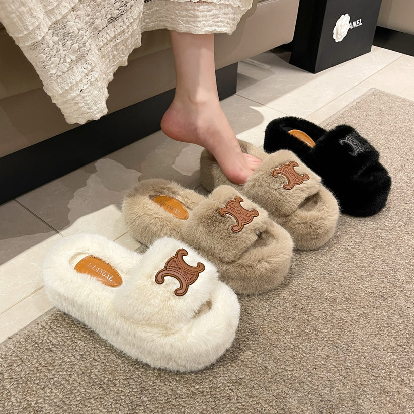【shoes】3色ファースリッパF8046