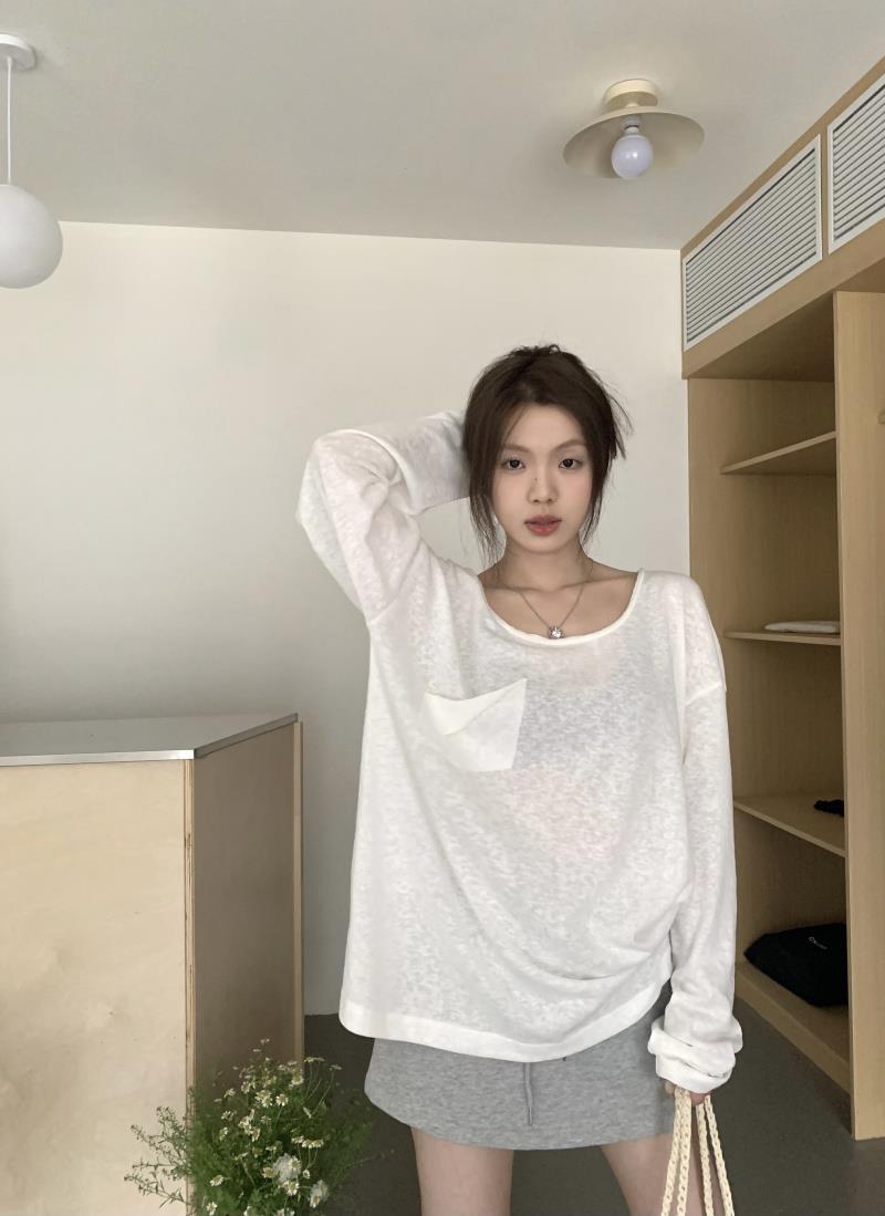 【tops】長袖ゆったりTシャツF7884