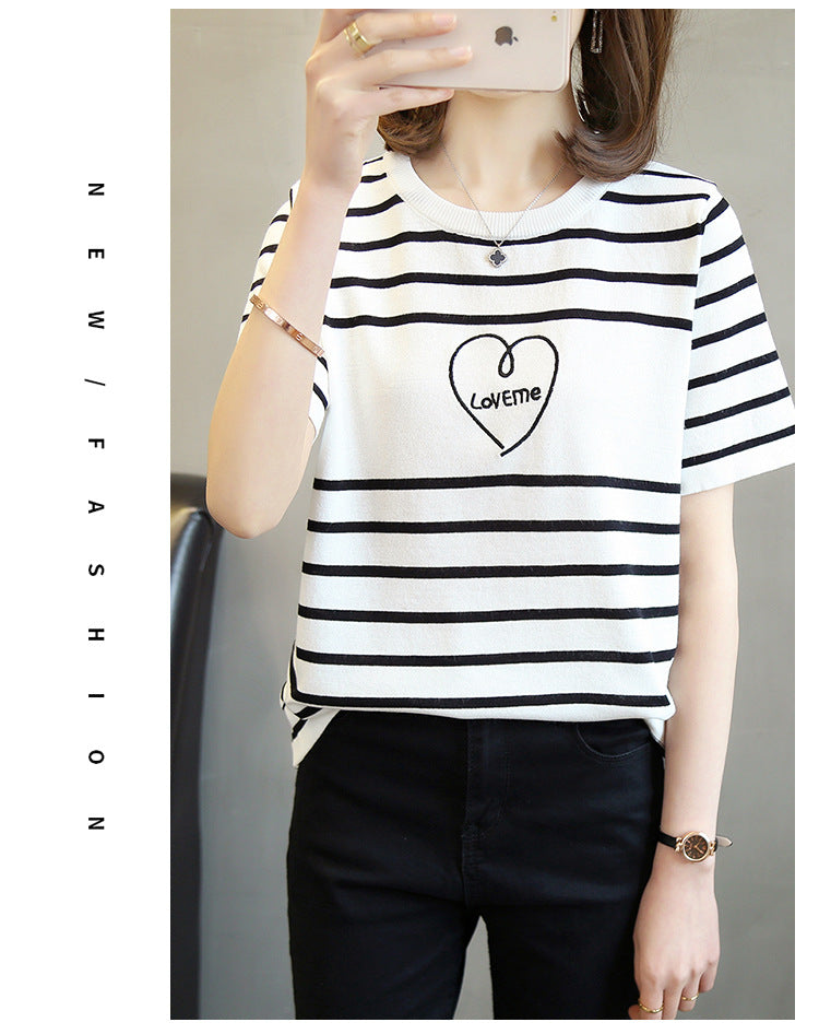 【tops】ラウンドネックニットTシャツG22399