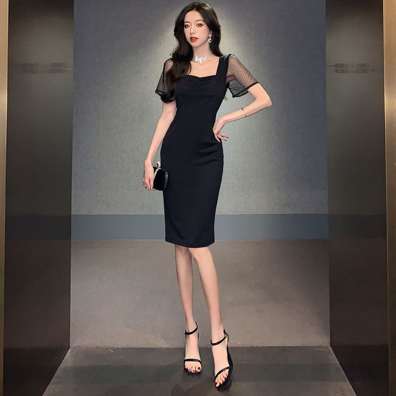 【dress】スクエアネックスリットデートワンピースG22496