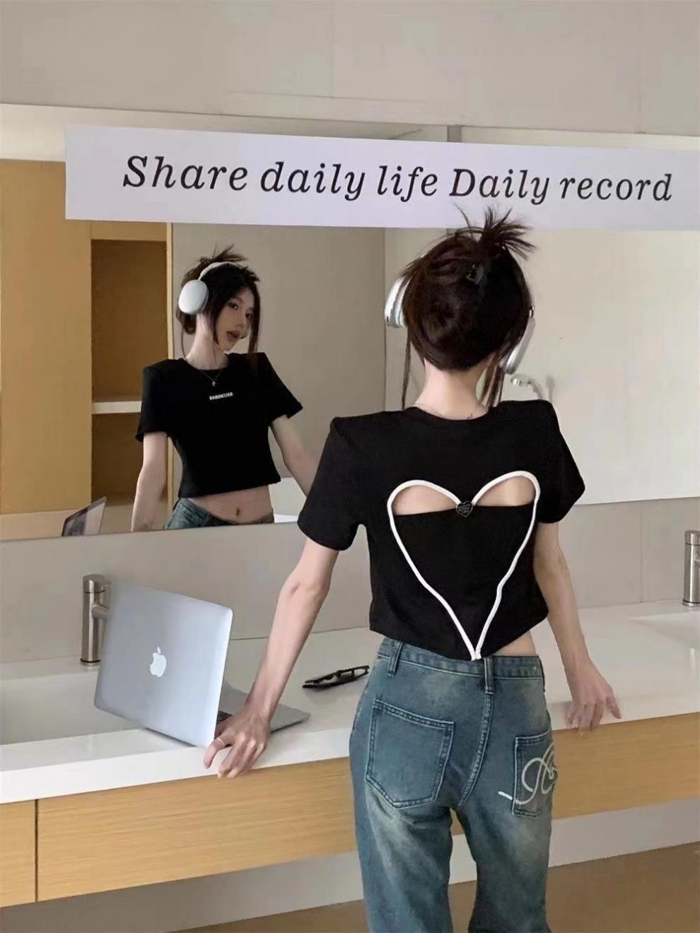 【tops】ハート柄TシャツG22036