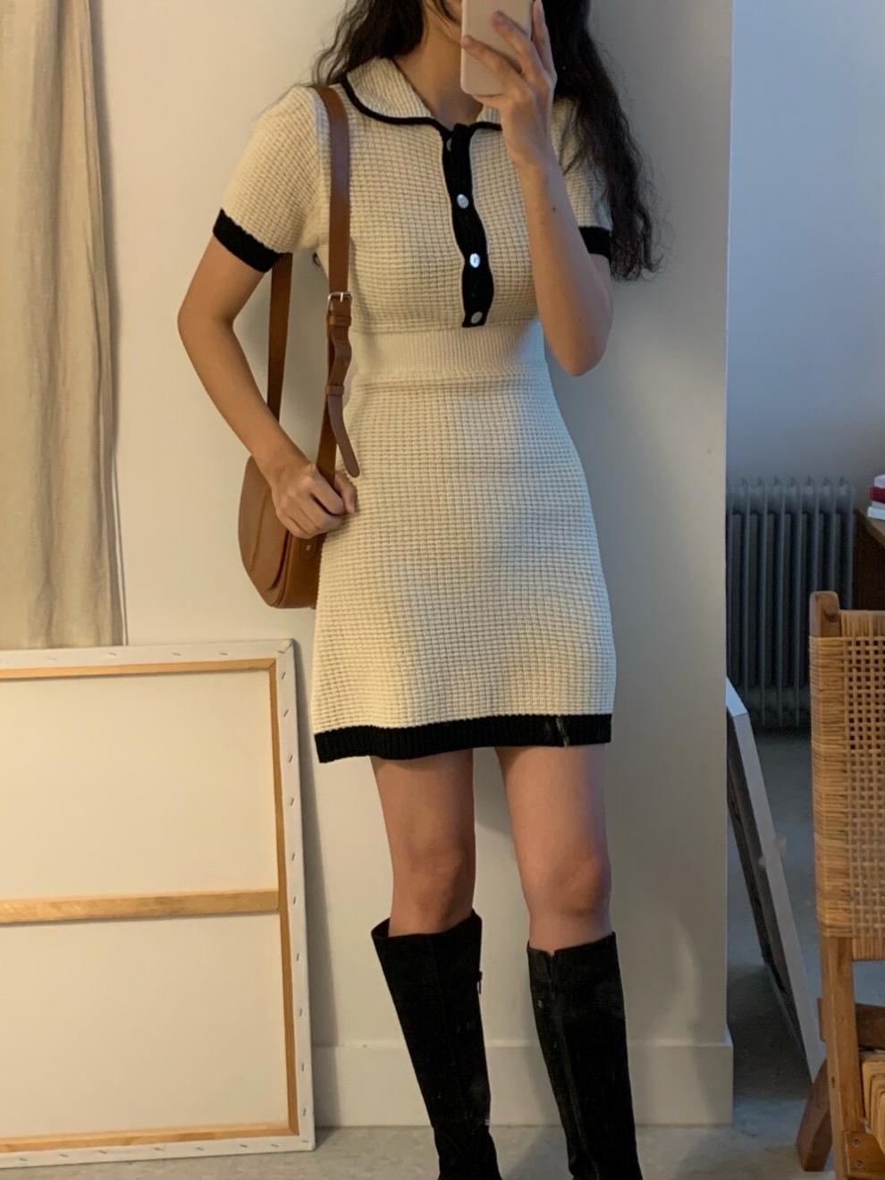 【dress】体型カバーニットワンピースG22103