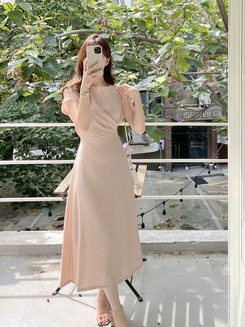 【dress】ラウンドネックギャザーデートワンピースG21971