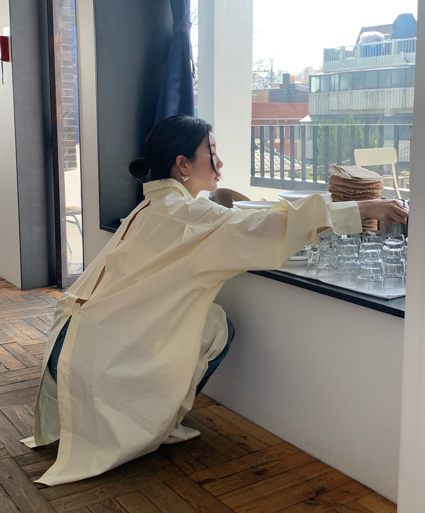 【tops】透かし彫り長袖シャツG23082