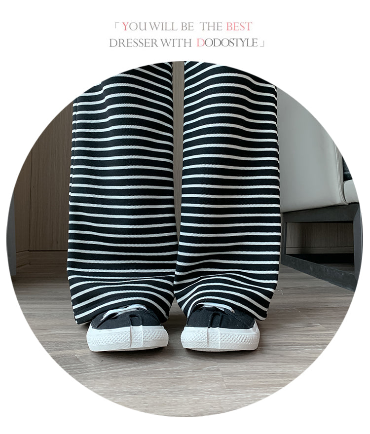 【bottoms】ボーダー柄ガウチョパンツG21587