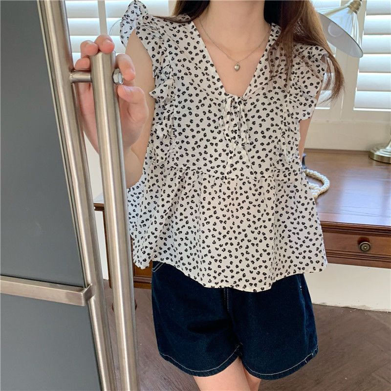 【tops】Vネック花柄ブラウスG22290