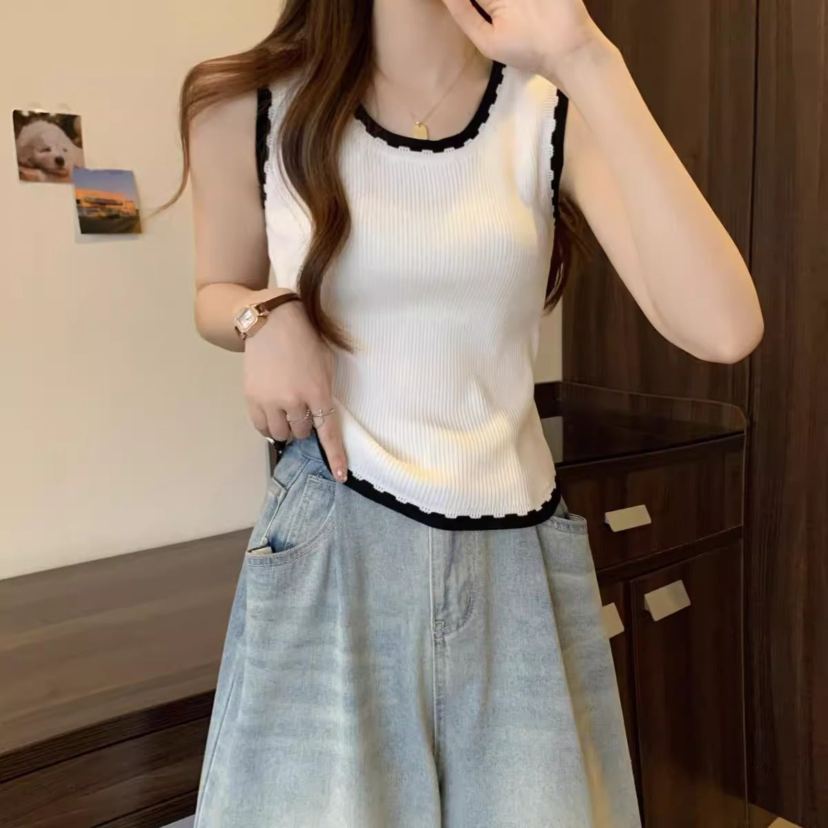 【tops】ニットタンクトップF7590