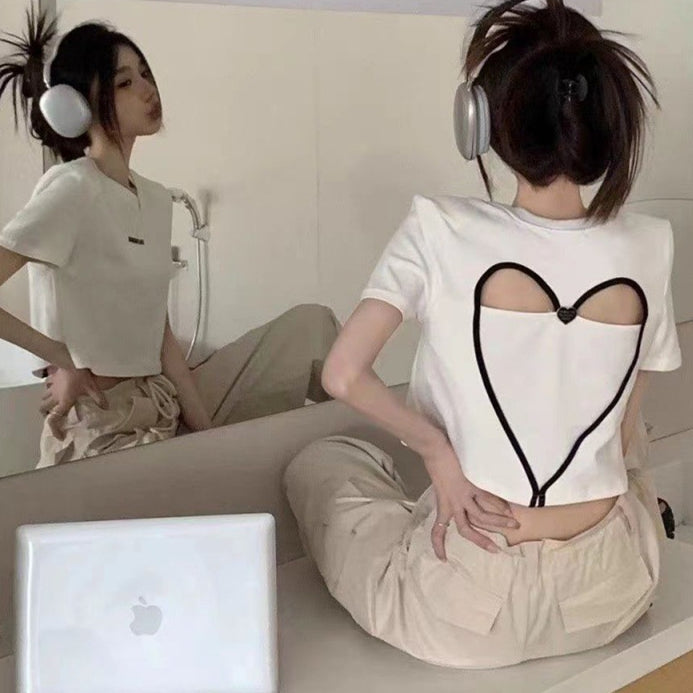 【tops】ハート柄TシャツG22036