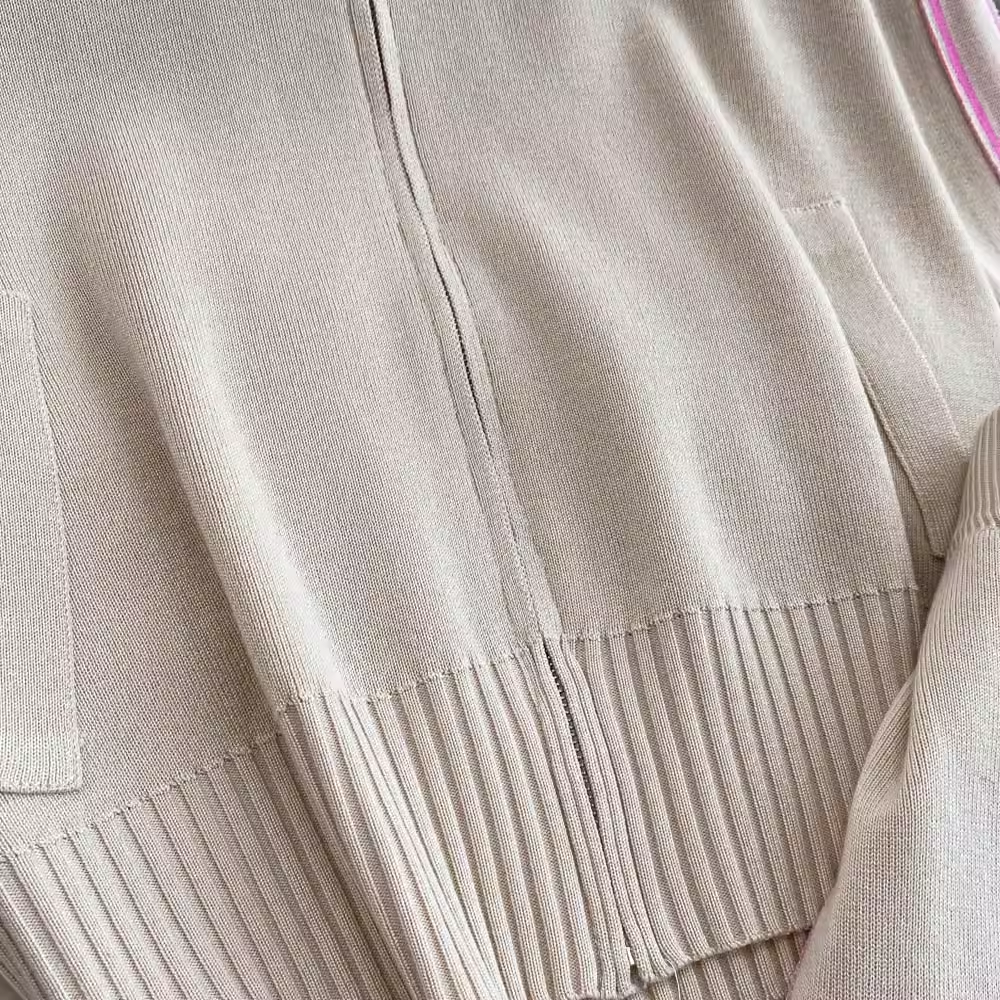 【set】ジップアップニット&ワイドパンツ K0130