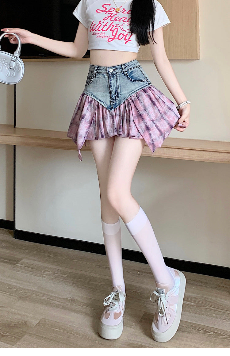 【bottoms】イレギュラー切り替えデニムスカートG22401
