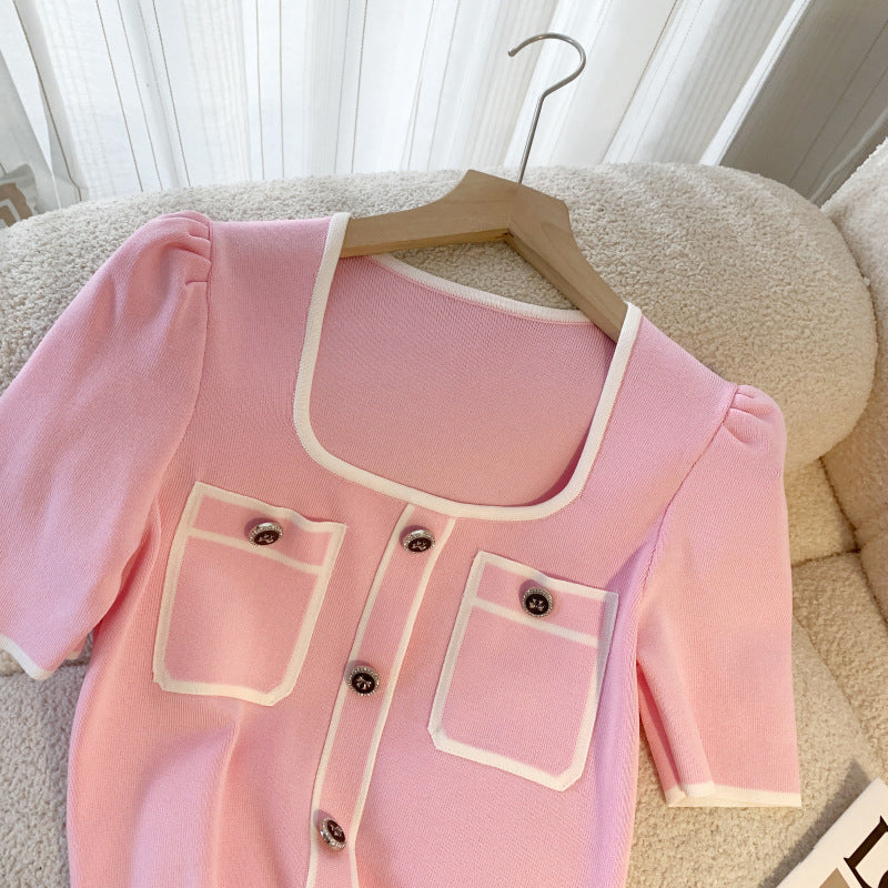 【tops】スクエアネックニットトップスG21809