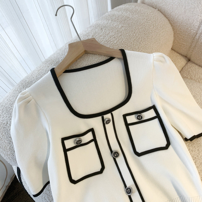 【tops】スクエアネックニットトップスG21809