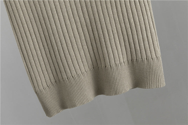 【set】ロング丈長袖カーディガン+タンクトップ+ガウチョパンツニット3点セットF7959