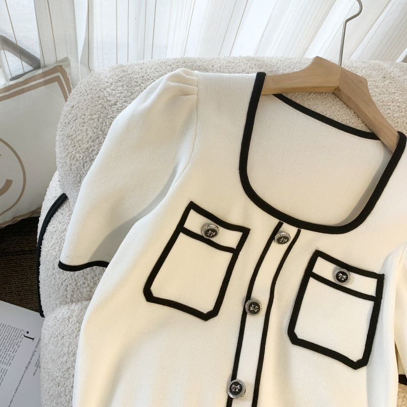 【tops】スクエアネックニットトップスG21809