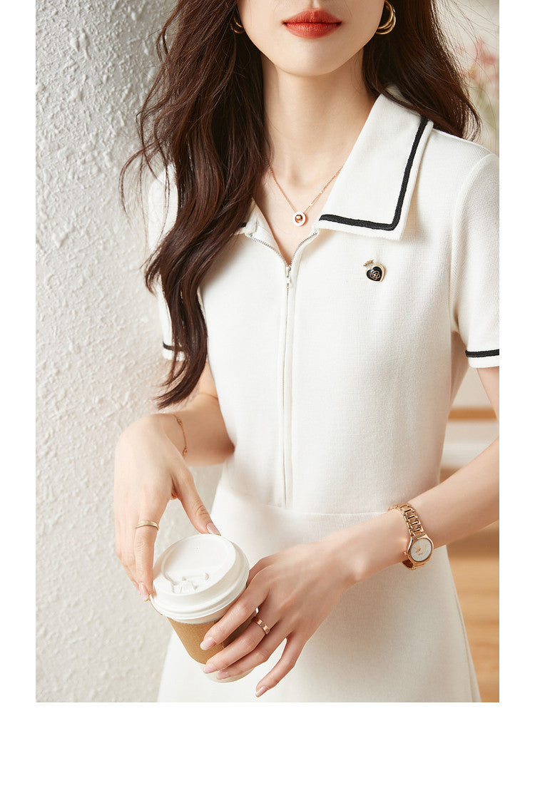 【dress】ファッション折り襟デートワンピースG21935