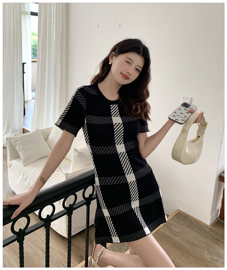 【dress】ラウンドネックニットワンピースG22117