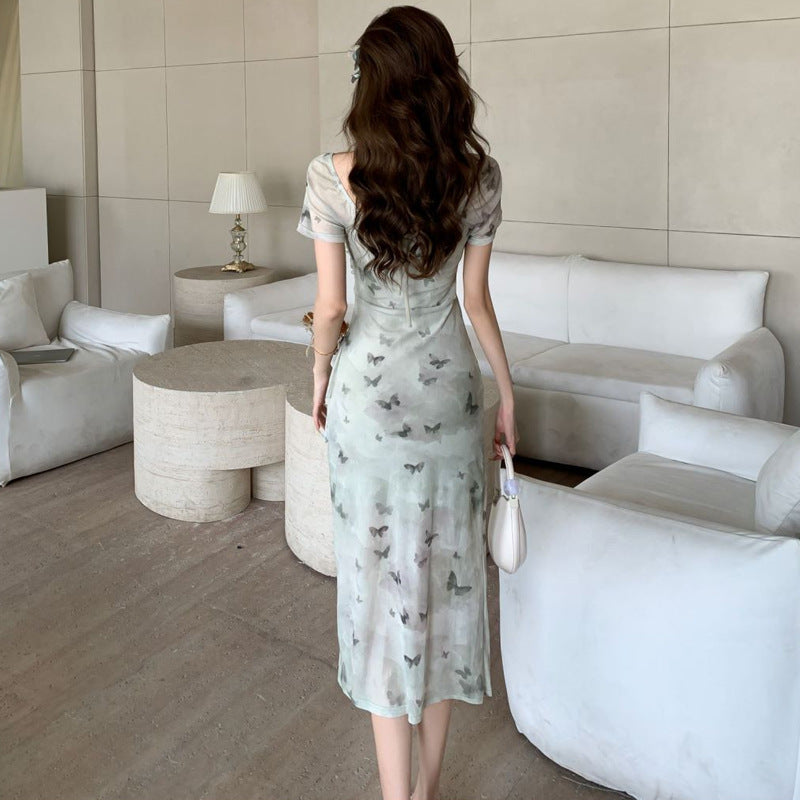 【dress】プリントスリットデートワンピースG21728