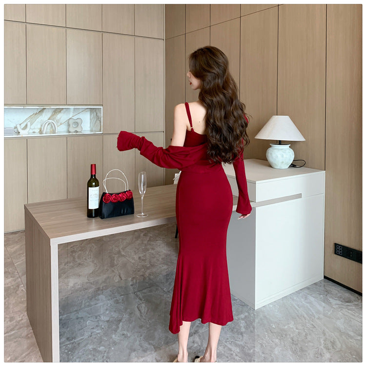 【set】カーディガン+キャミワンピース2点セットG22954