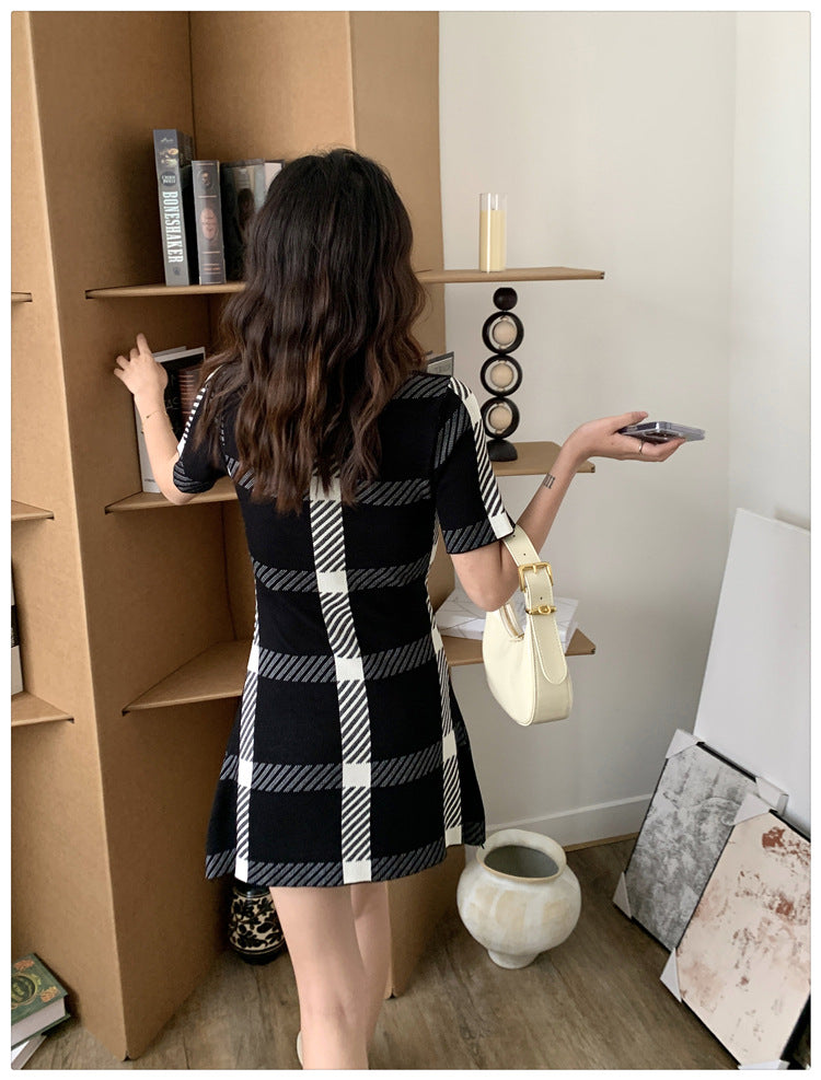 【dress】ラウンドネックニットワンピースG22117