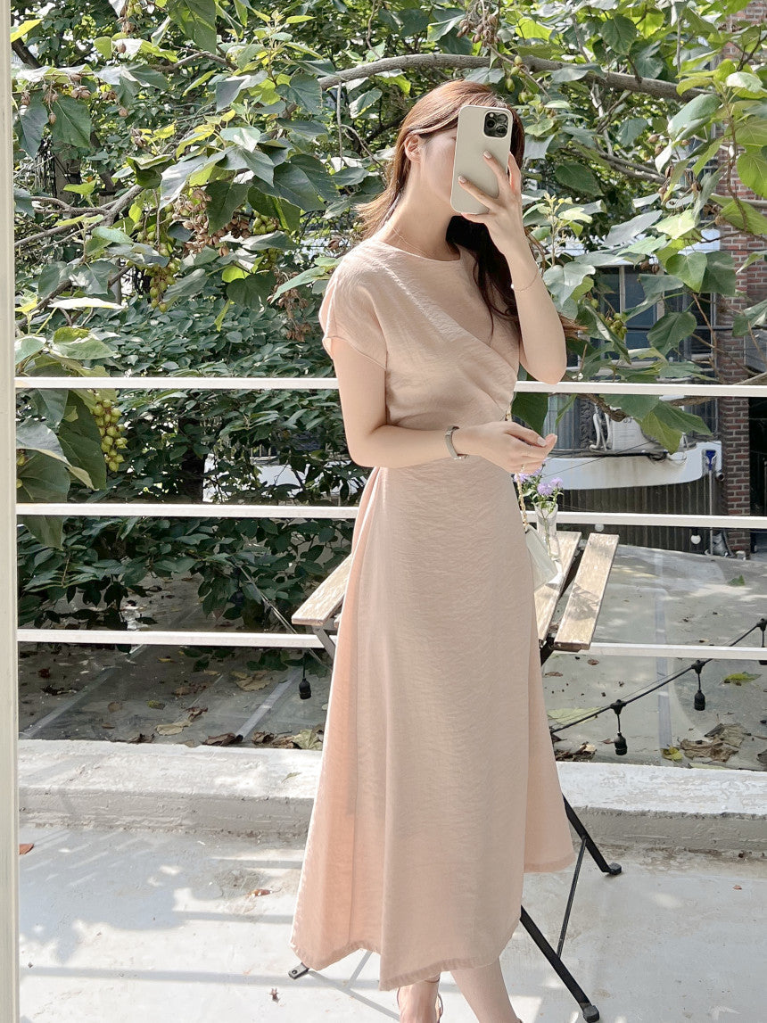 【dress】ラウンドネックギャザーデートワンピースG21971
