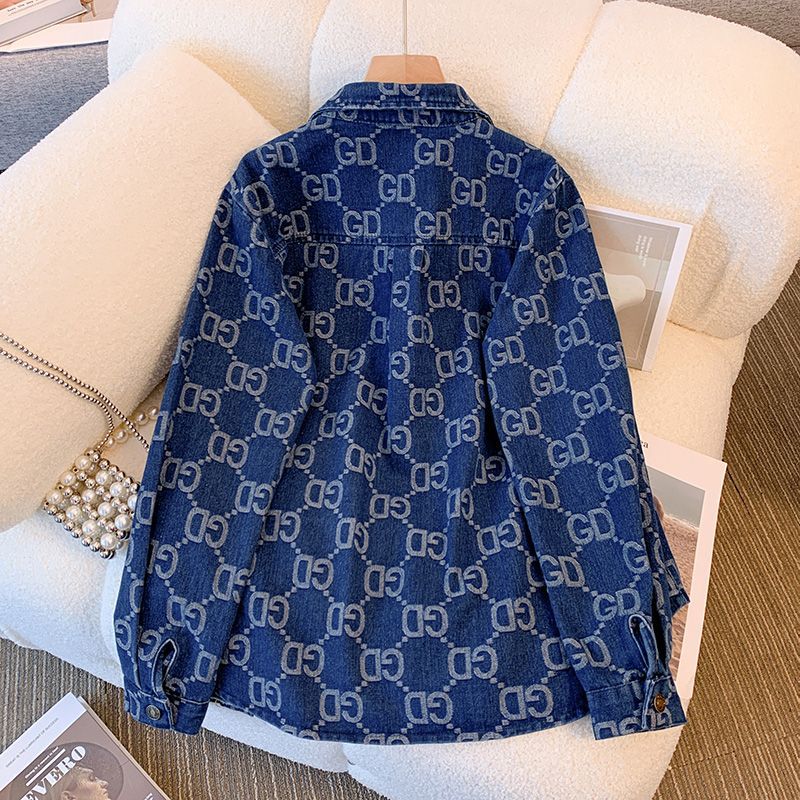 【tops】デニム春秋長袖ブラウスG23443