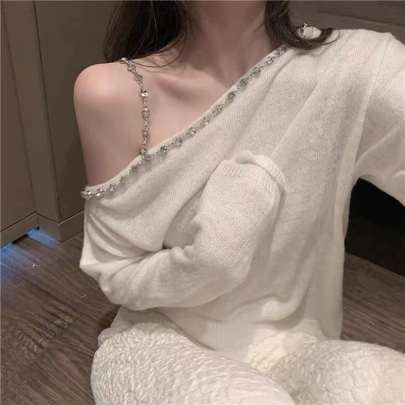 【tops】オープンショルダーニットトップスG22042