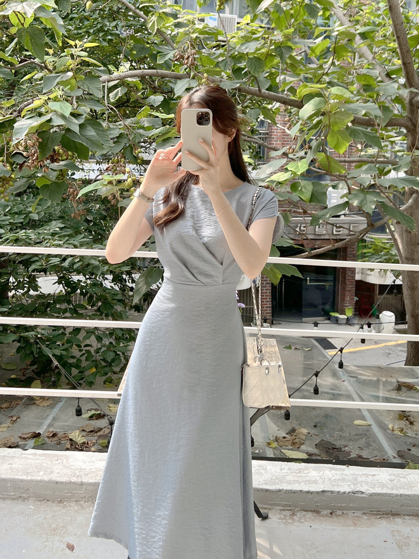 【dress】ラウンドネックギャザーデートワンピースG21971