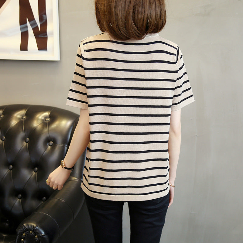 【tops】ラウンドネックニットTシャツG22399