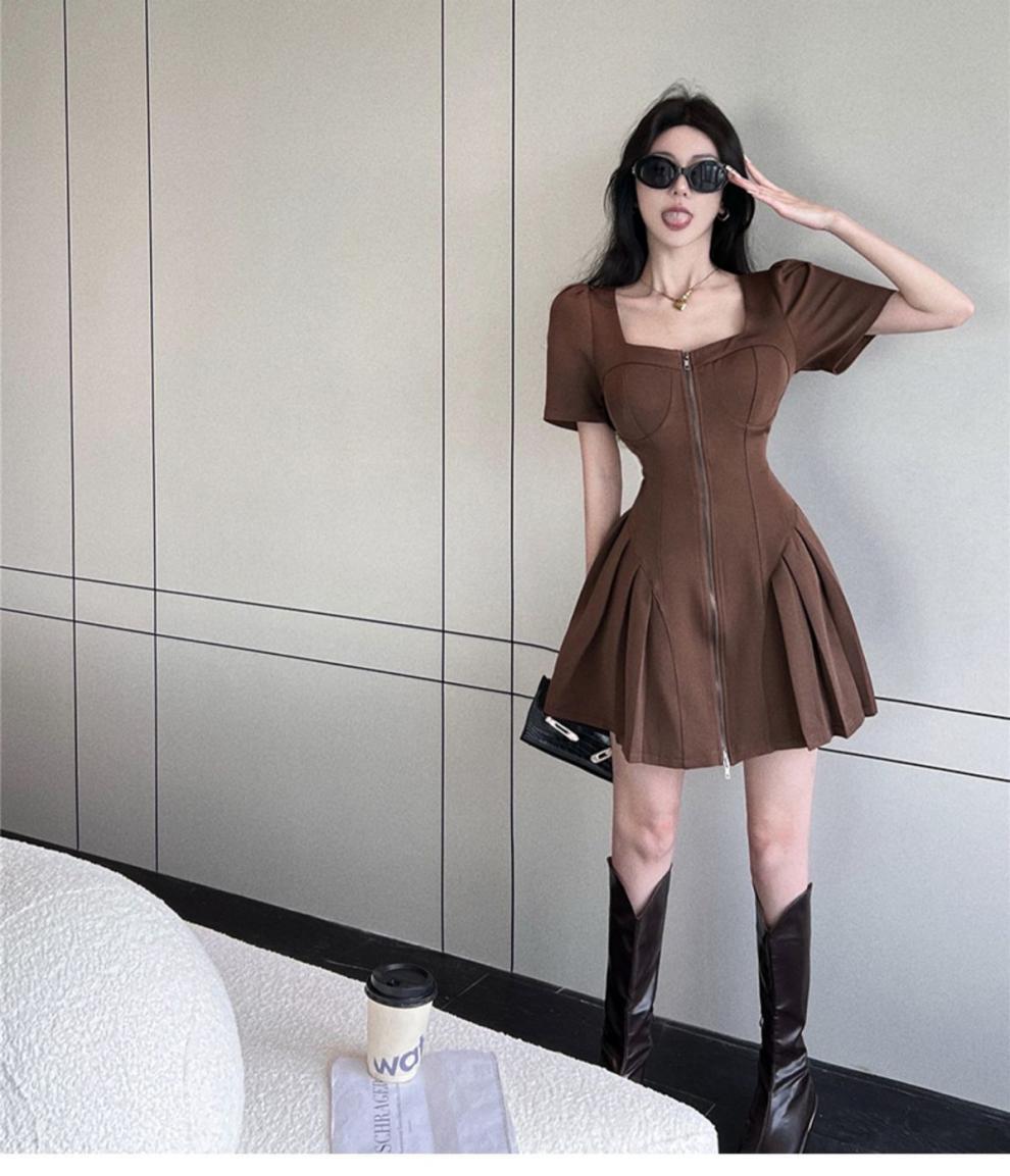 【dress】スクエアネックファスナーデートワンピースG21735