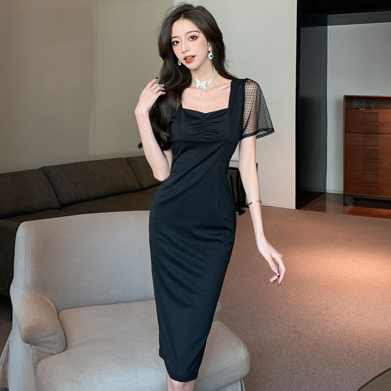 【dress】スクエアネックスリットデートワンピースG22496