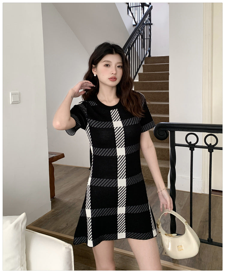 【dress】ラウンドネックニットワンピースG22117