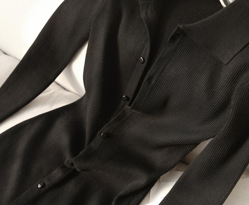 【dress】POLOネック長袖ニットワンピースF8393