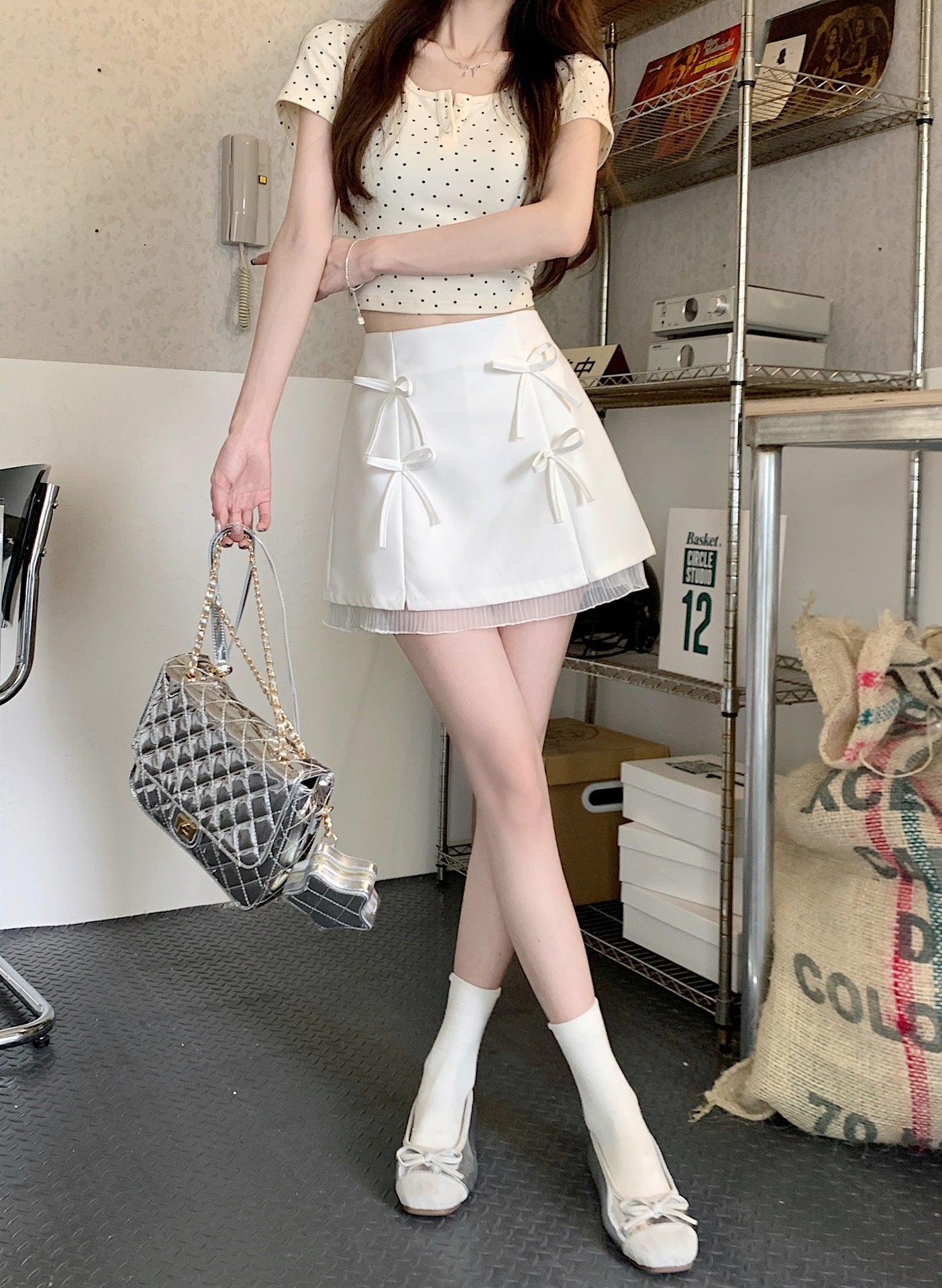 【bottoms】レースリボンAラインスカートG22472