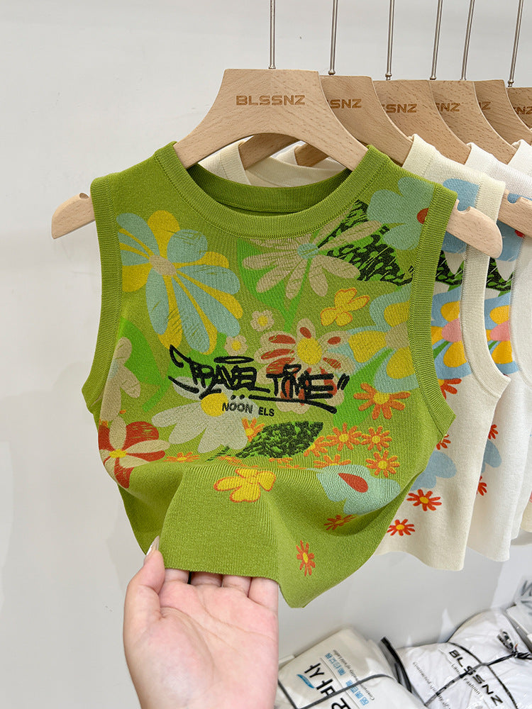【tops】ノースリーブニットタンクトップG22046