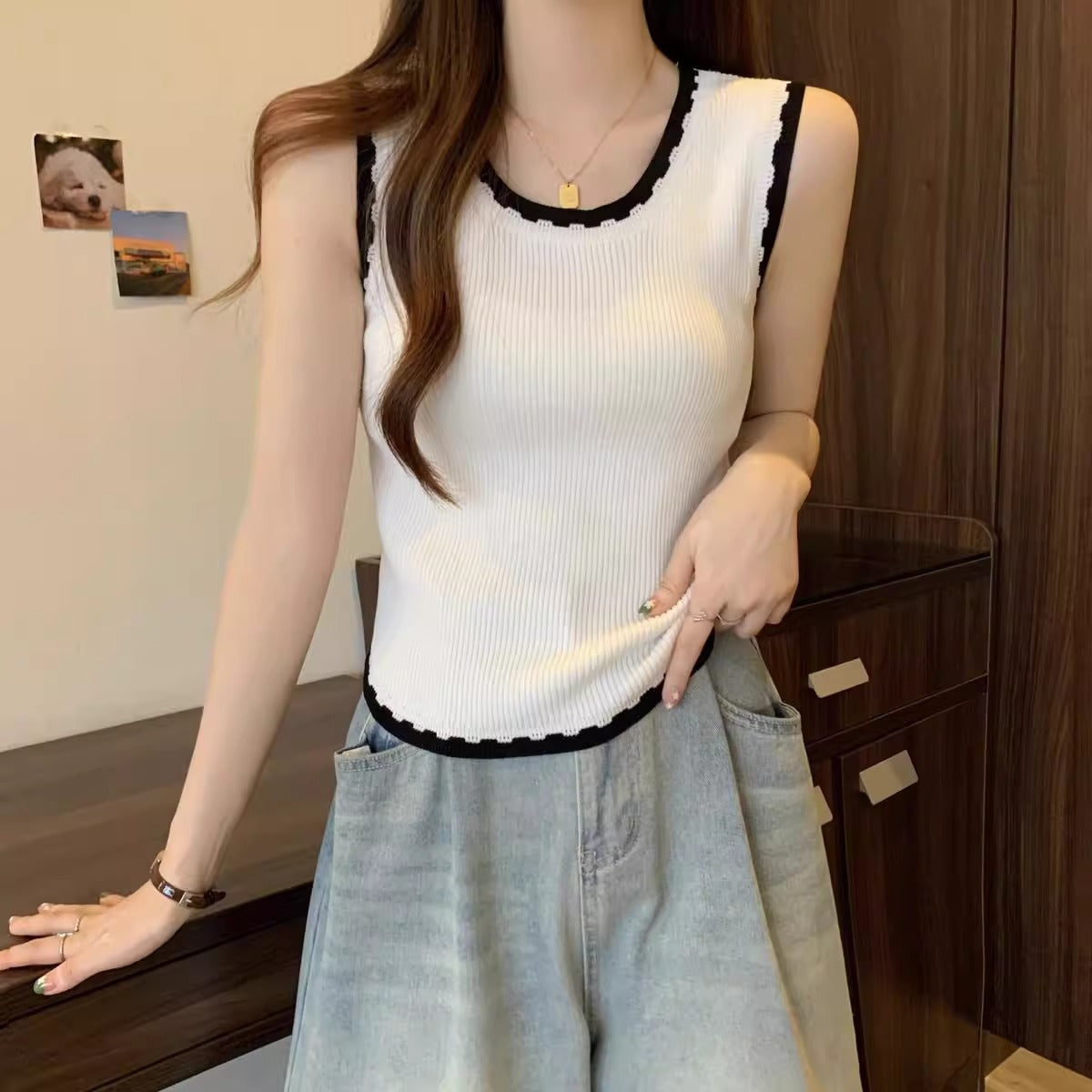 【tops】ニットタンクトップF7590