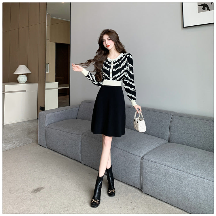 【dress】秋冬体型カバーニットワンピースG24320