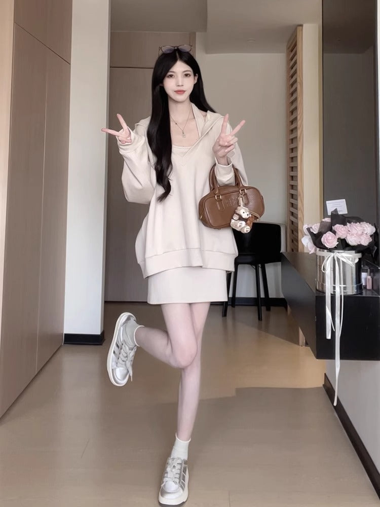 【set】パーカー+キャミワンピース2点セットF8321