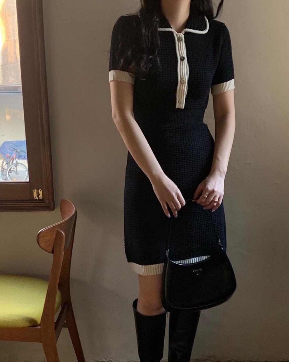 【dress】体型カバーニットワンピースG22103