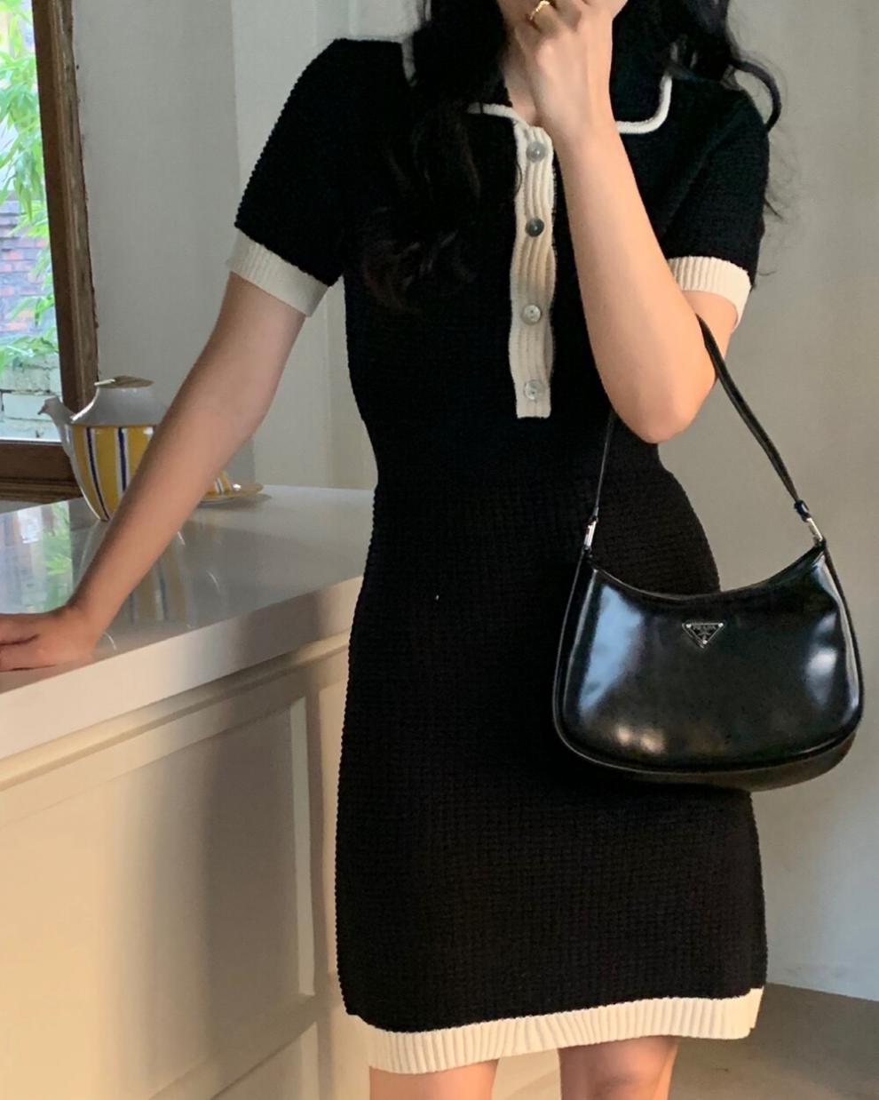 【dress】体型カバーニットワンピースG22103