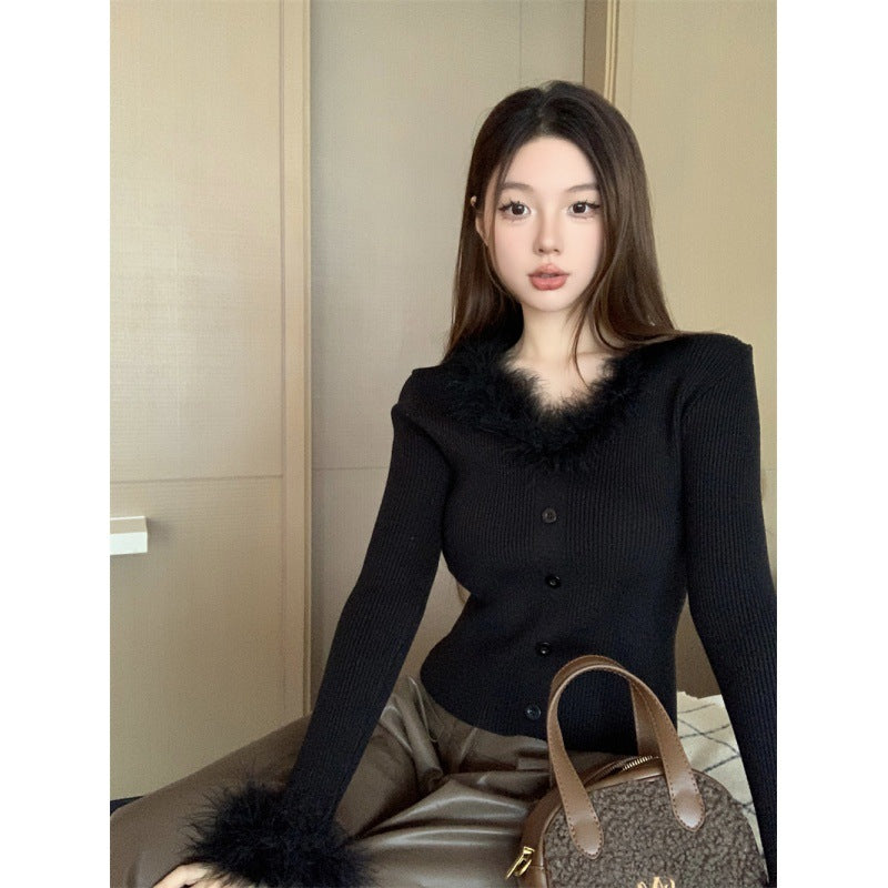 【tops】Vネック長袖ニットセーターG23836