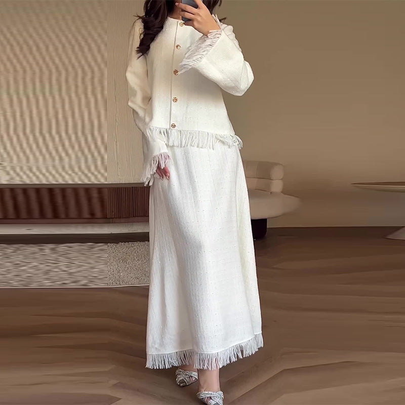 【set】ジャケット+スカートフリンジ2点セットF8006