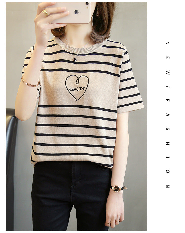 【tops】ラウンドネックニットTシャツG22399