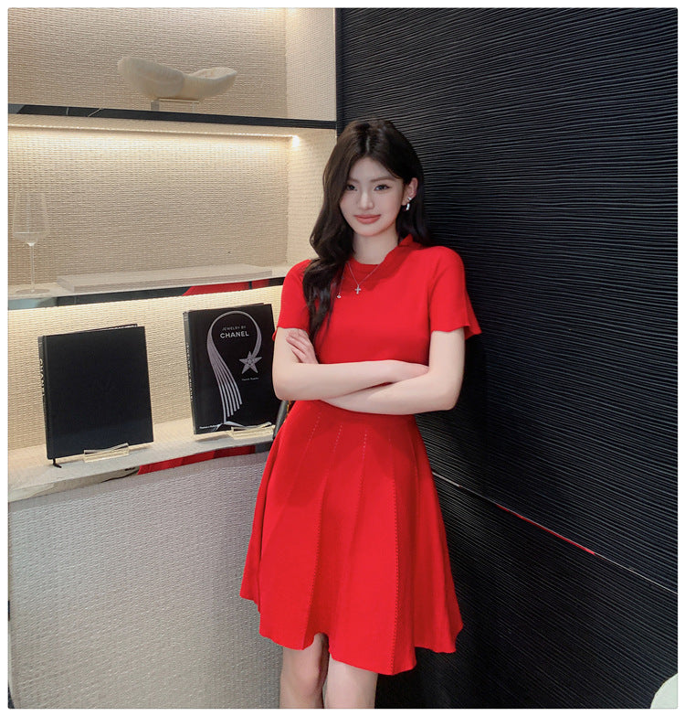 【dress】フランス風AラインニットワンピースG21831