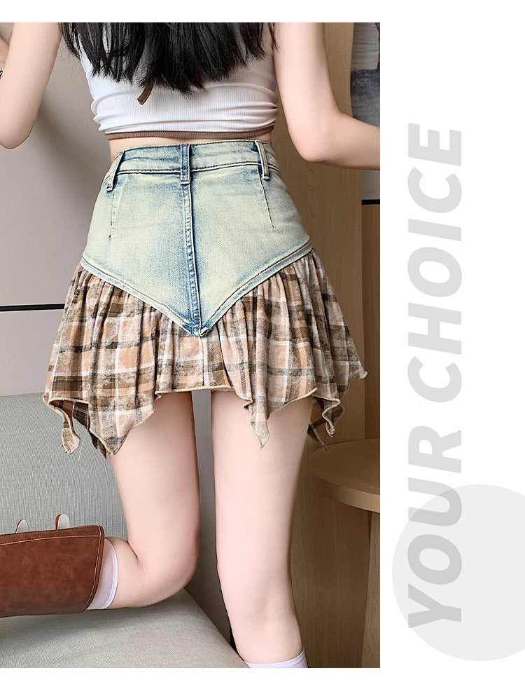 【bottoms】イレギュラー切り替えデニムスカートG22401
