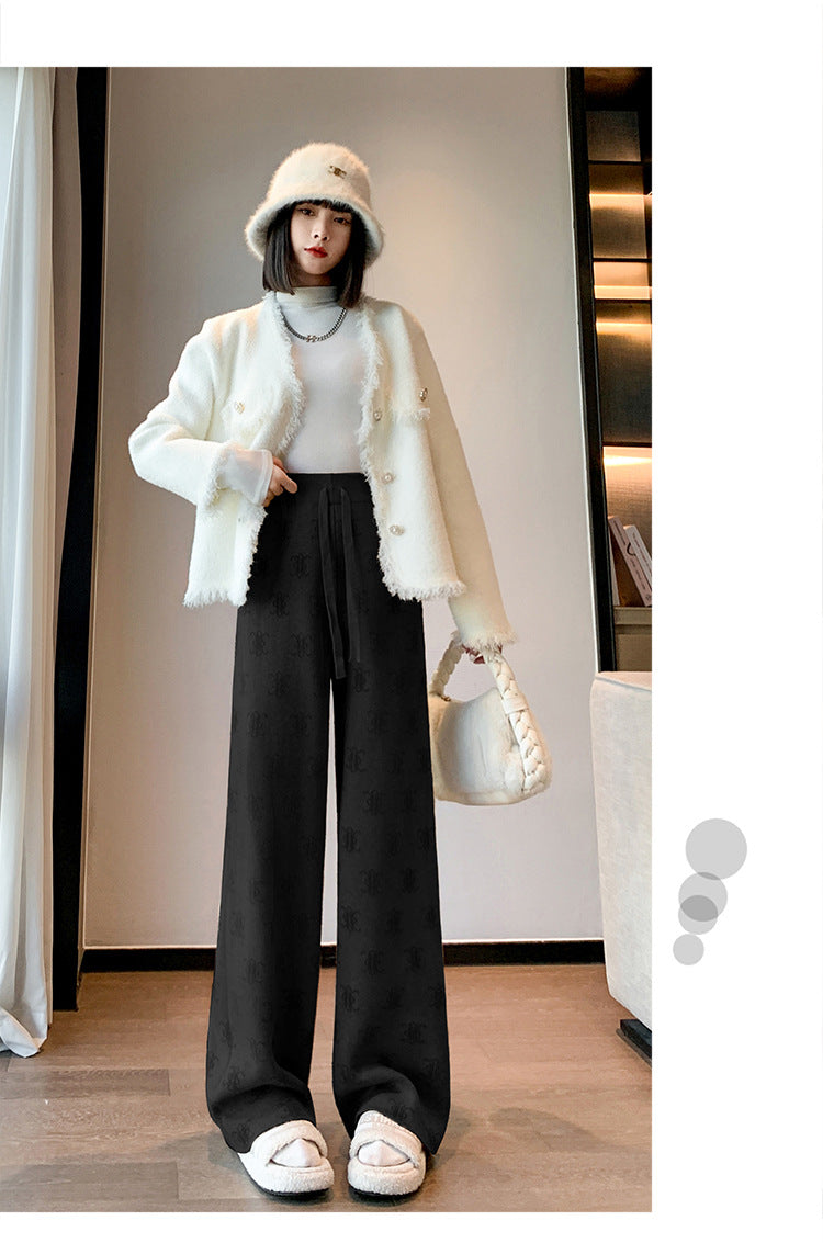 【bottoms】裏起毛ニットガウチョパンツG24497