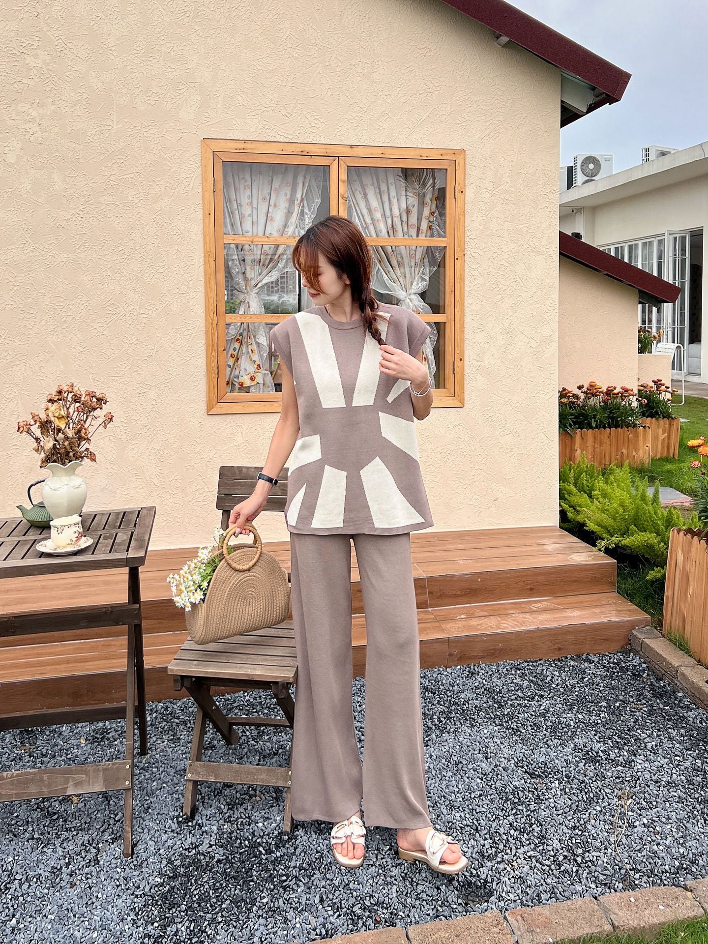 【set】ニットトップス+ガウチョパンツ2点セットG21923