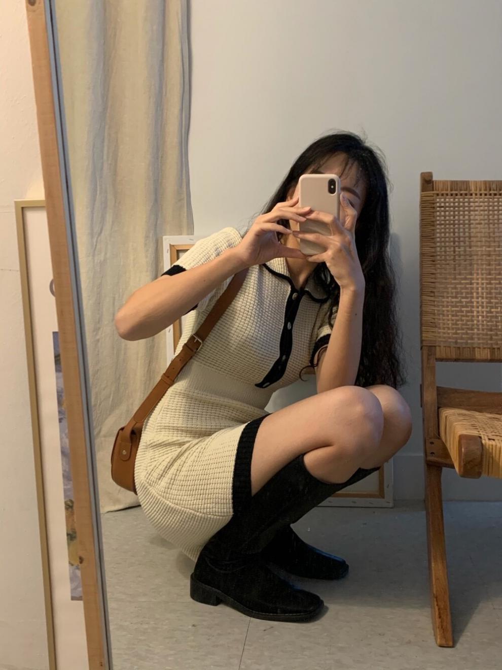 【dress】体型カバーニットワンピースG22103